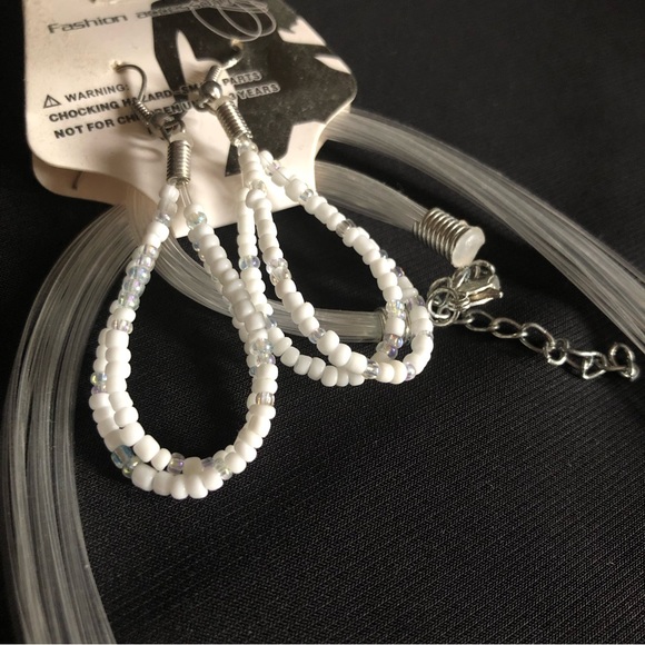 Fashion Accessory White & Iridescent Bead Necklace and Earring Set - Picture 6 of 9